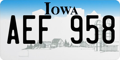 IA license plate AEF958