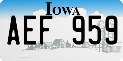 IA license plate AEF959