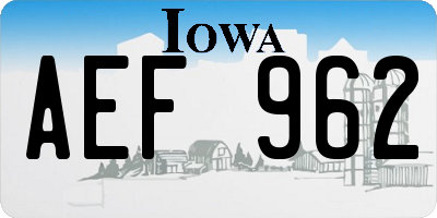 IA license plate AEF962