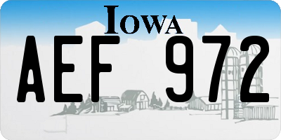 IA license plate AEF972