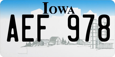 IA license plate AEF978