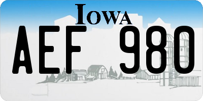 IA license plate AEF980