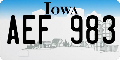 IA license plate AEF983