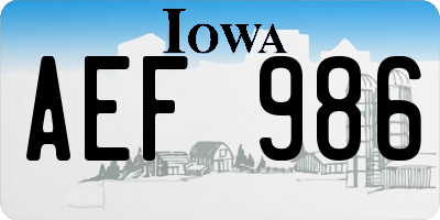 IA license plate AEF986