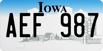 IA license plate AEF987