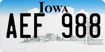 IA license plate AEF988