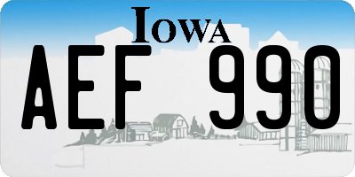 IA license plate AEF990