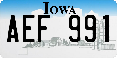 IA license plate AEF991