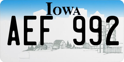 IA license plate AEF992