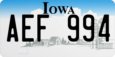 IA license plate AEF994