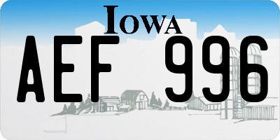 IA license plate AEF996