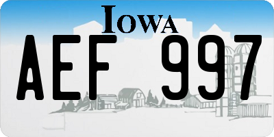 IA license plate AEF997