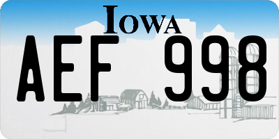 IA license plate AEF998