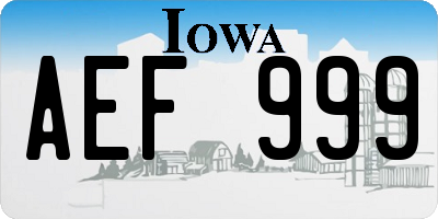 IA license plate AEF999