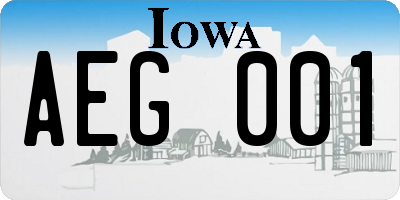 IA license plate AEG001