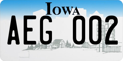 IA license plate AEG002