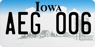 IA license plate AEG006