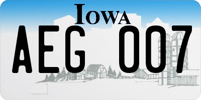 IA license plate AEG007