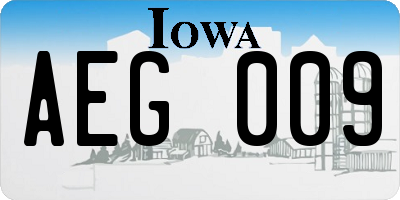 IA license plate AEG009