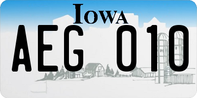 IA license plate AEG010