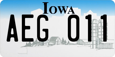 IA license plate AEG011