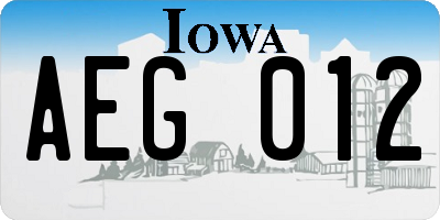 IA license plate AEG012