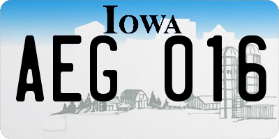 IA license plate AEG016