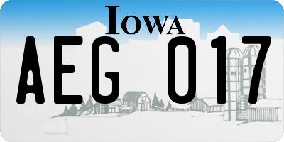 IA license plate AEG017