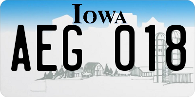 IA license plate AEG018