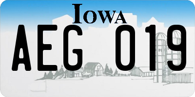 IA license plate AEG019