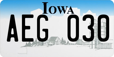 IA license plate AEG030