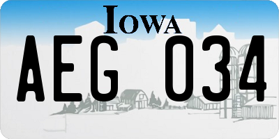 IA license plate AEG034