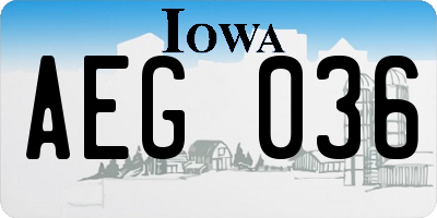 IA license plate AEG036