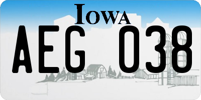 IA license plate AEG038