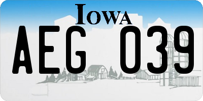 IA license plate AEG039