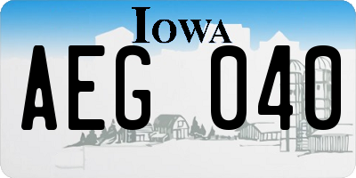 IA license plate AEG040