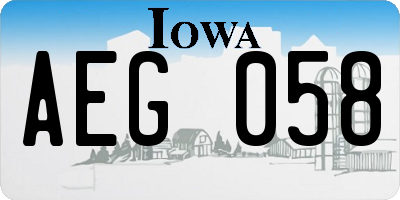 IA license plate AEG058