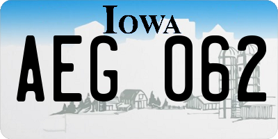 IA license plate AEG062