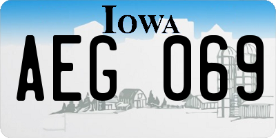 IA license plate AEG069