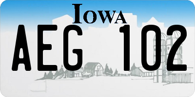 IA license plate AEG102