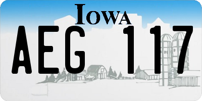 IA license plate AEG117