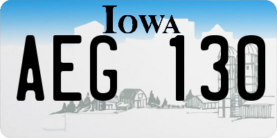 IA license plate AEG130