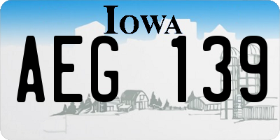 IA license plate AEG139