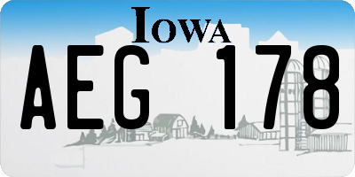 IA license plate AEG178