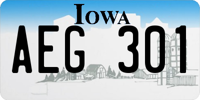 IA license plate AEG301