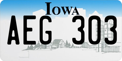 IA license plate AEG303
