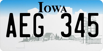 IA license plate AEG345