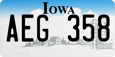 IA license plate AEG358