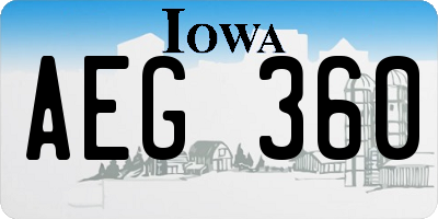 IA license plate AEG360