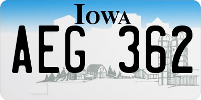 IA license plate AEG362